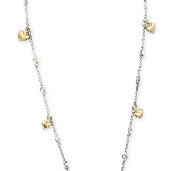 Chico's Two Tone Gold Heart Charm Station Necklace NWT - Picture 3 of 7